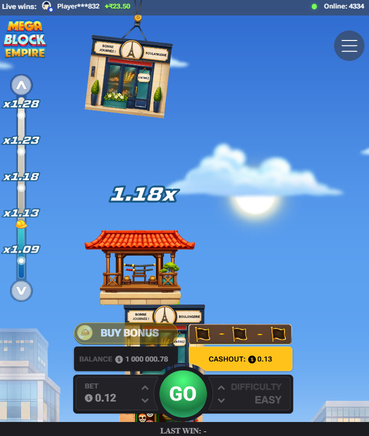 MegaBlock Empire ve svislém režimu na mobilu
