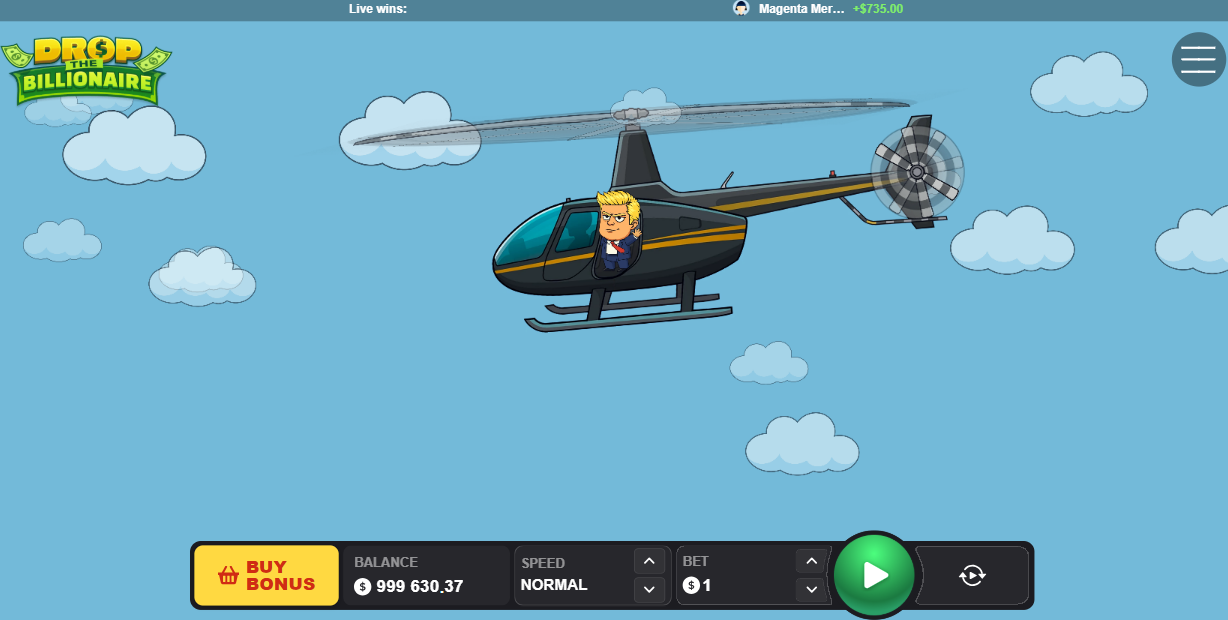 Vrtulník na začátku kola Drop The Billionaire